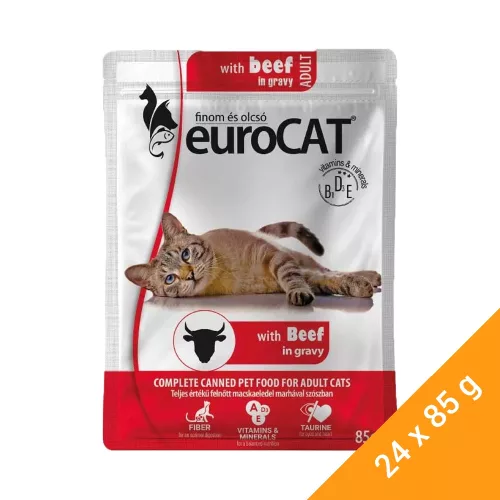 Euro Cat Pouch Alutasakos Macskaeledel (Marha) - 24x85 g