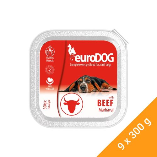 Euro Dog Alutálcás Kutyaeledel (Marha) - 8x300 g