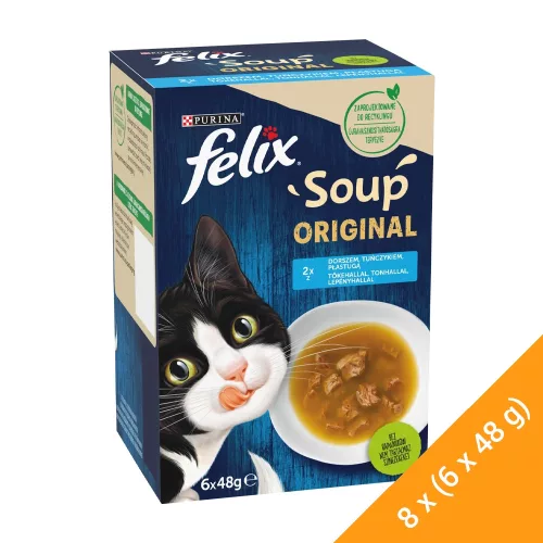 Felix Soup Original Halas Válogatás Nedves Macskaeledel Szószban - 8x(6x48 g)