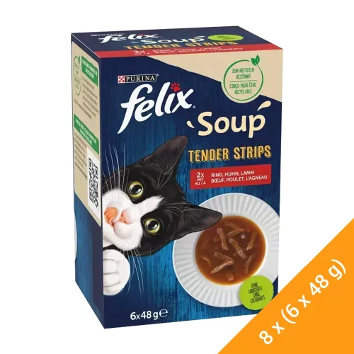 Felix Soup Tender Strips Házias Válogatás Nedves Macskaeledel Szószban Falatkákkal - 8x(6x48 g)