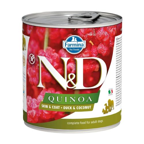 N&D Quinoa Skin & Coat Monoprotein Gabonamentes Konzerv Kutyáknak (Kacsa és Kókusz) - 285 g