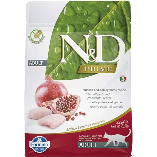 N&D Prime Neutered Adult Gabonamentes Száraz Macskatáp (Csirke és Gránátalma) - 300 g