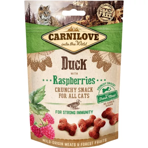 Carnilove Crunchy Snack Gabonamentes Jutalomfalat Macskáknak (Kacsa és Málna) - 50 g
