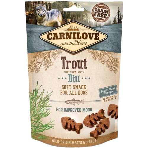 Carnilove Semi-Moist Soft Snack Gabonamentes Jutalomfalat Kutyáknak (Pisztráng és Kapor) - 200 g
