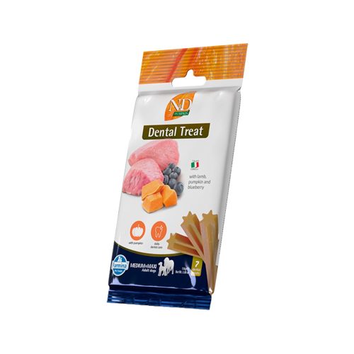 N&D Pumpkin Dental Treat Medium & Maxi Adult Gabonamentes Jutalomfalat Kutyáknak (Bárány, Sütőtök és Áfonya) - 110 g