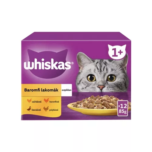 Whiskas Szárnyas Válogatás Alutasakos Macskaeledel Aszpikban (Csirke, Baromfi, Kacsa, Pulyka) - 12x85 g