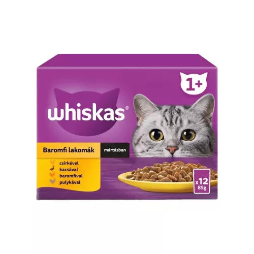 Whiskas Szárnyas Válogatás Alutasakos Macskaeledel Szószban (Csirke, Baromfi, Kacsa, Pulyka) - 12x85 g