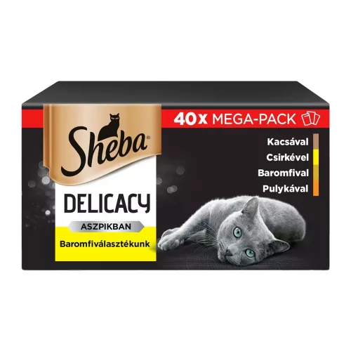 Sheba Delicacy Baromfiválaszték Alutasakos Macskaeledel (Kacsa, Csirke, Baromfi, Pulyka) - 40x85 g