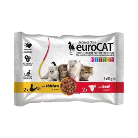   Euro Cat Pouch Duo Kitten Alutasakos Macskaeledel Szószban (Csirke, Marha) - 4x85 g