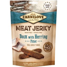   Carnilove Meat Jerky Snack Gabonamentes Jutalomfalat Kutyáknak (Kacsa és Heringfilé) - 100 g