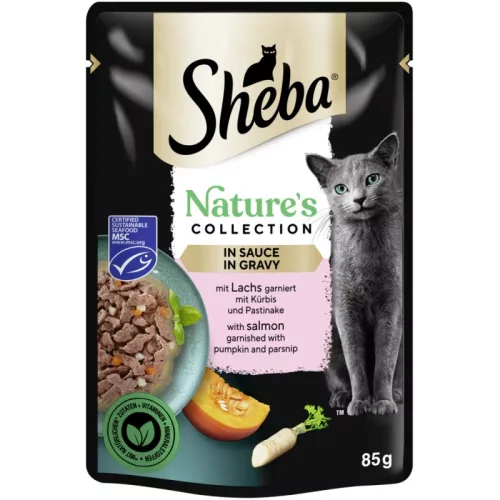 Sheba Nature's Collection Alutasakos Macskaeledel (Lazac, Sütőtök és Pasztina) - 85 g