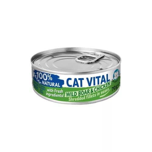 Cat Vital Shredded Fillets in Sauce Gabonamentes Konzerv Macskáknak (Vaddisznó és Csirke) - 70 g