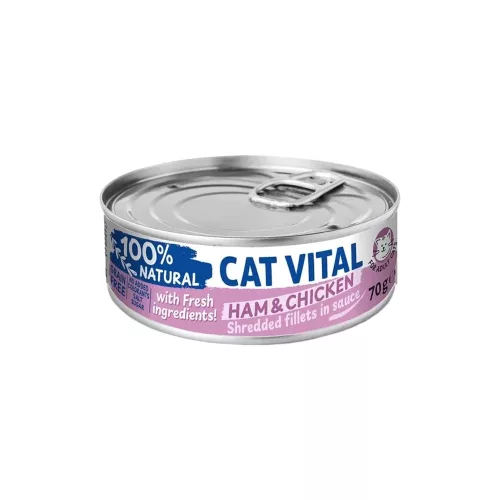 Cat Vital Shredded Fillets in Sauce Gabonamentes Konzerv Macskáknak (Sonka és Csirke) - 70 g