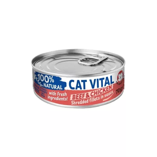 Cat Vital Shredded Fillets in Sauce Gabonamentes Konzerv Macskáknak (Marha és Csirke) - 70 g