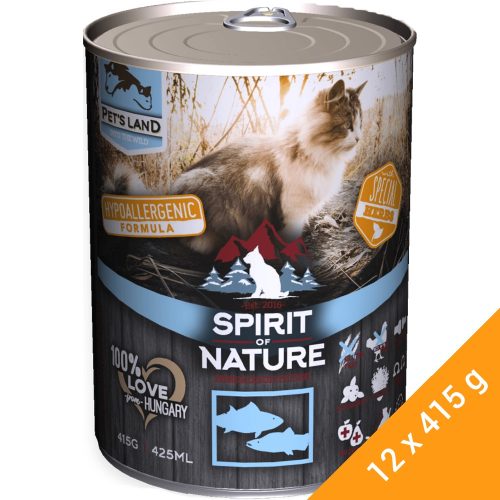 Spirit of Nature Hipoallergén Konzerv Macskáknak (Tonhal és Lazac) - 12x415 g