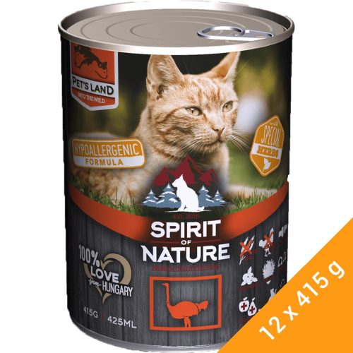 Spirit of Nature Hipoallergén Konzerv Macskáknak (Strucc) - 12x415 g