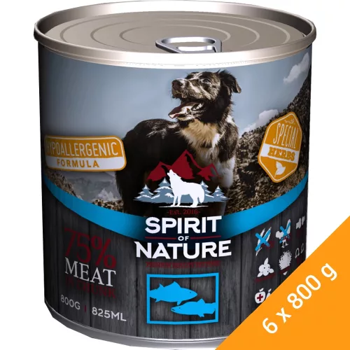 Spirit of Nature Hipoallergén Konzerv Kutyáknak (Tonhal és Lazac) - 6x800 g