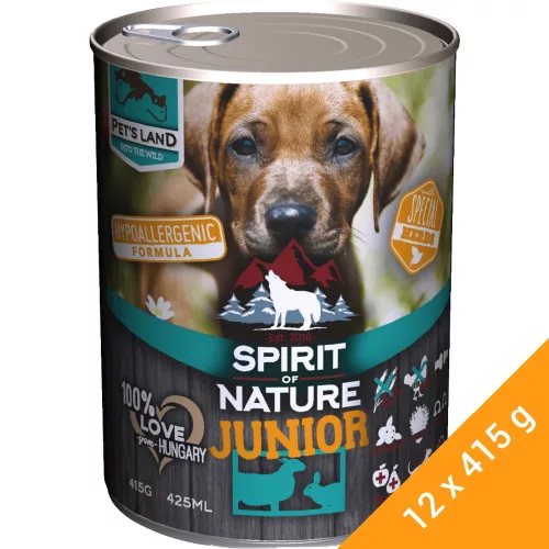 Spirit of Nature Junior Hipoallergén Konzerv Kutyáknak (Bárány és Nyúl) - 12x415 g