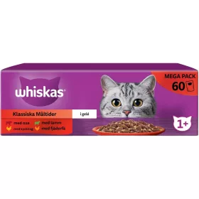   Whiskas Klasszikus Válogatás Alutasakos Macskaeledel Aszpikban (Marha, Csirke, Bárány, Baromfi) - 60x85 g
