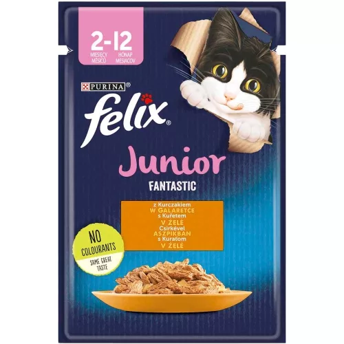Felix Fantastic Junior Nedves Macskaeledel Aszpikban (Csirke) - 85 g