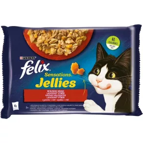   Felix Sensations Jellies Házias Válogatás Nedves Macskaeledel Aszpikban (Marha és Paradicsom, Csirke és Sárgarépa) - 4x85 g