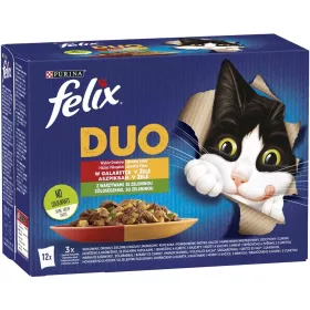   Felix Fantastic Duo Házias Válogatás Nedves Macskaeledel Aszpikban (Marha, Szárnyas és Zöldbab, Bárány, Csirke és Paradicsom, Pulyka, Kacsa és Sárgarépa, Sertés, Vad és Cukkini) - 12x85 g