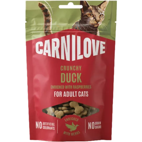 Carnilove Crunchy Snack Gabonamentes Jutalomfalat Macskáknak (Kacsa és Málna) - 50 g