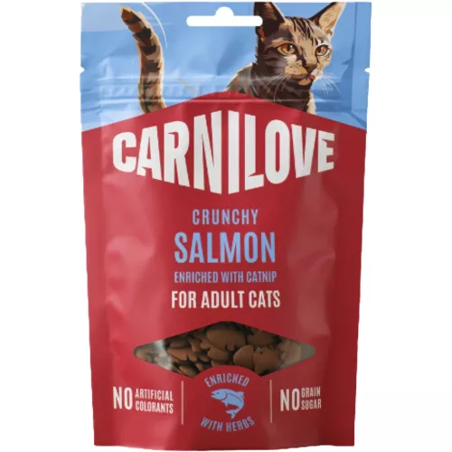Carnilove Crunchy Snack Gabonamentes Jutalomfalat Macskáknak (Lazac és Macskamenta) - 50 g