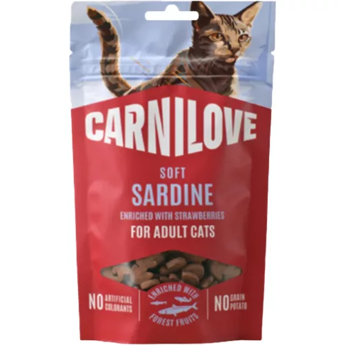 Carnilove Soft Snack Gabonamentes Jutalomfalat Macskáknak (Szardínia és Eper) - 50 g