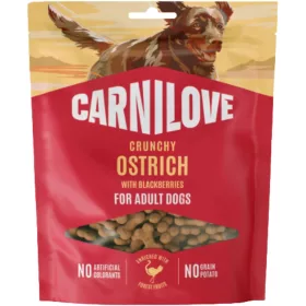   Carnilove Crunchy Snack Gabonamentes Jutalomfalat Kutyáknak (Strucc és Szeder) - 200 g