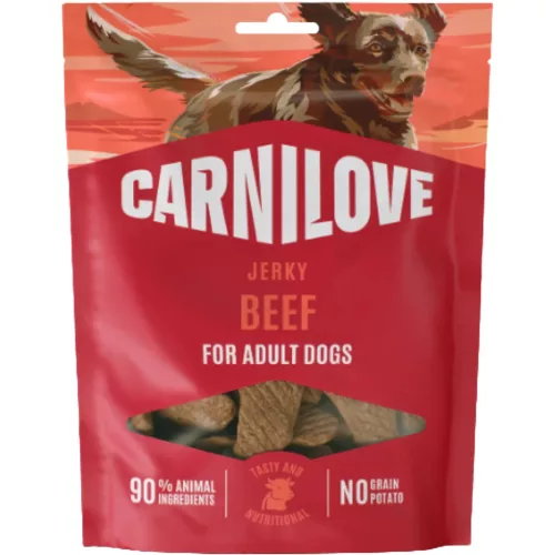 Carnilove Jerky Snack Monoprotein Gabonamentes Jutalomfalat Kutyáknak (Marha) - 100 g