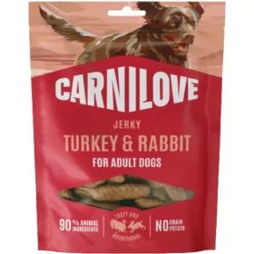   Carnilove Jerky Snack Gabonamentes Jutalomfalat Kutyáknak (Pulyka és Nyúl) - 100 g