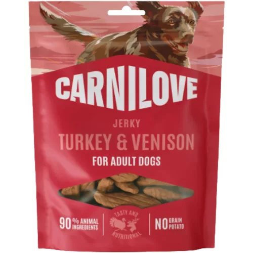 Carnilove Jerky Snack Gabonamentes Jutalomfalat Kutyáknak (Pulyka és Szarvas) - 100 g