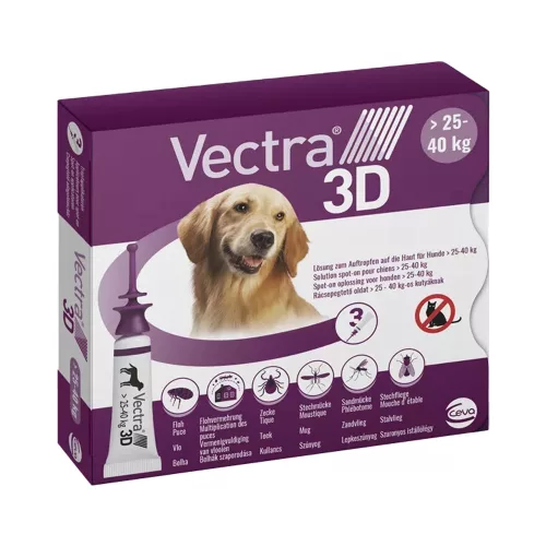 Vectra 3D Rácsepegtető Oldat Bolhák és Kullancsok Ellen Kutyáknak (L-es Méret, >25-40 kg) - 3x1,57 ml