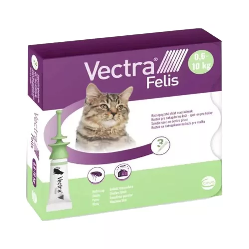 Vectra Felis Rácsepegtető Oldat Bolhák és Kullancsok Ellen Macskáknak (0,6-10 kg) - 3x0,9 ml