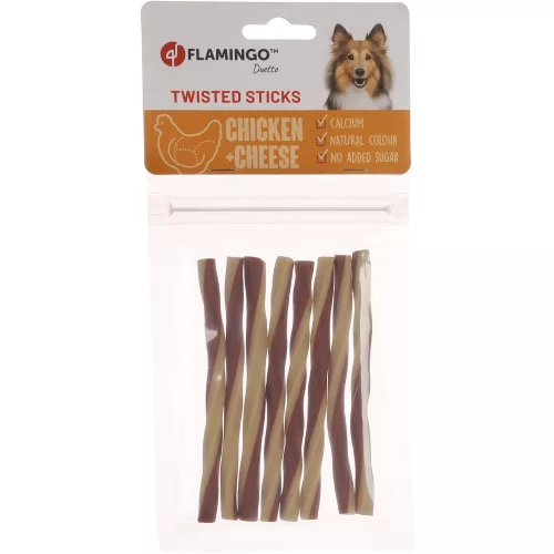 Flamingo Duetto Twisted Sticks Jutalomfalat Kutyáknak (Csirke és Sajt) - 85 g