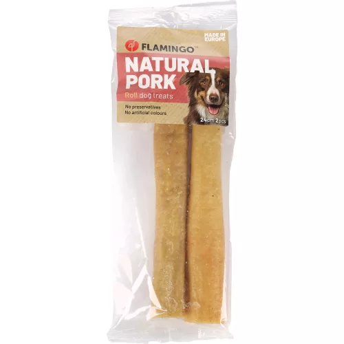 Flamingo Nature Roll Monoprotein Gabonamentes Jutalomfalat Kutyáknak (Sertésbőr) (24 cm, 2 db) - 150 g