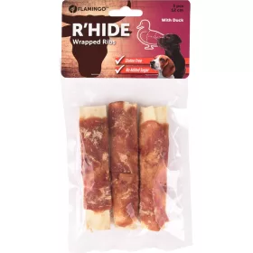   Flamingo R'Hide Wrapped Ribs Gabonamentes Jutalomfalat Kutyáknak (Kacsa) (12 cm, 3 db) - 90 g