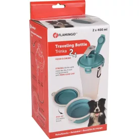   Flamingo Trinka 2in1 Hordozható Utazó Etető és Itató Kutyáknak (2x400 ml)