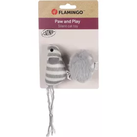   Flamingo Faci Textil Egér Labdával és Macskamentával Játék Macskáknak (Szürke)