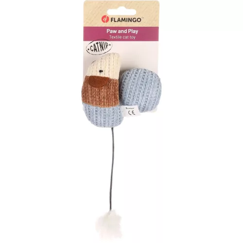 Flamingo Blaro Textil Egér Labdával és Macskamentával Játék Macskáknak (Kék)