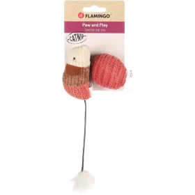   Flamingo Blaro Textil Egér Labdával és Macskamentával Játék Macskáknak (Piros)