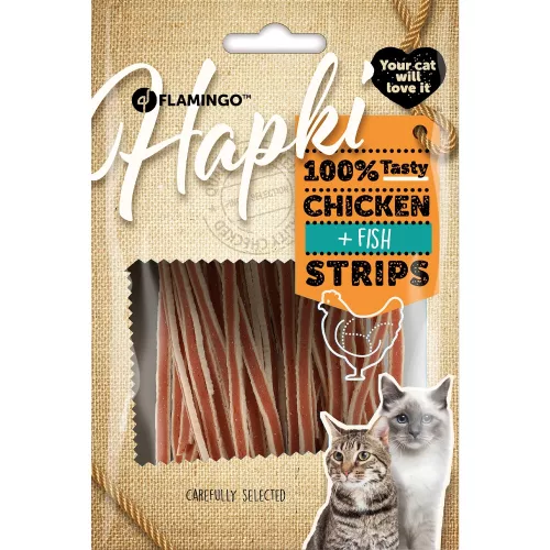 Flamingo Hapki Strips Jutalomfalat Macskáknak (Csirke és Hal) - 50 g