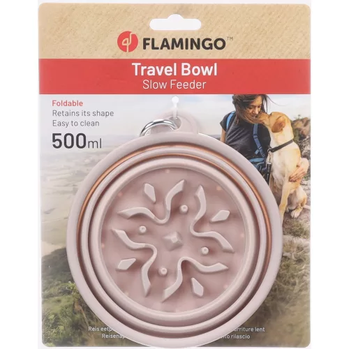 Flamingo Nino Evést Lassító Összecsukható Utazó Tál Kutyáknak (16,5x5,5x10,5 cm, 500 ml)