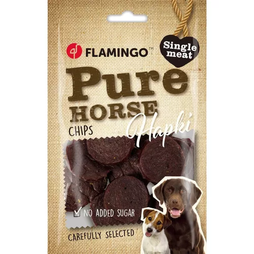 Flamingo Hapki Pure Chips Monoprotein Hipoallergén Jutalomfalat Kutyáknak (Ló) - 85 g