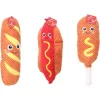 Flamingo Fofa Fast Food Plüss Baguette, Hot Dog és Csirkecomb Játék Kutyáknak