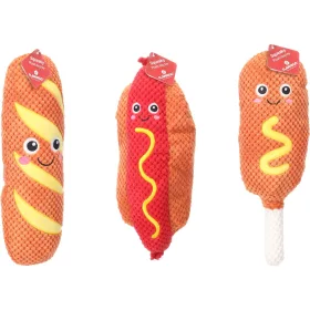   Flamingo Fofa Fast Food Plüss Baguette, Hot Dog és Csirkecomb Játék Kutyáknak