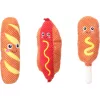 Flamingo Fofa Fast Food Plüss Baguette, Hot Dog és Csirkecomb Játék Kutyáknak