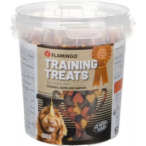 Flamingo Training Treats Mini Hearts Jutalomfalat Kutyáknak (Csirke, Bárány és Lazac) - 500 g