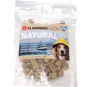   Flamingo Nature Snacks Small Blocks Gabonamentes Jutalomfalat Kutyáknak (Tőkehal és Garnélarák) - 75 g
